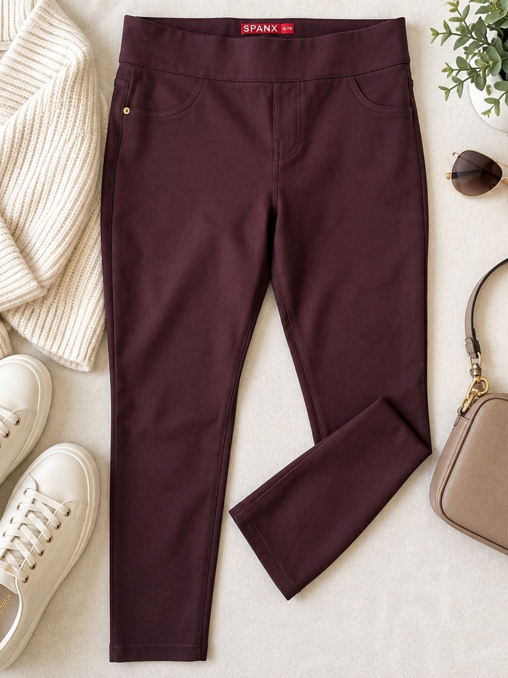 SPANX Women's Deep Burgundy Ponte Skinny Jeggings